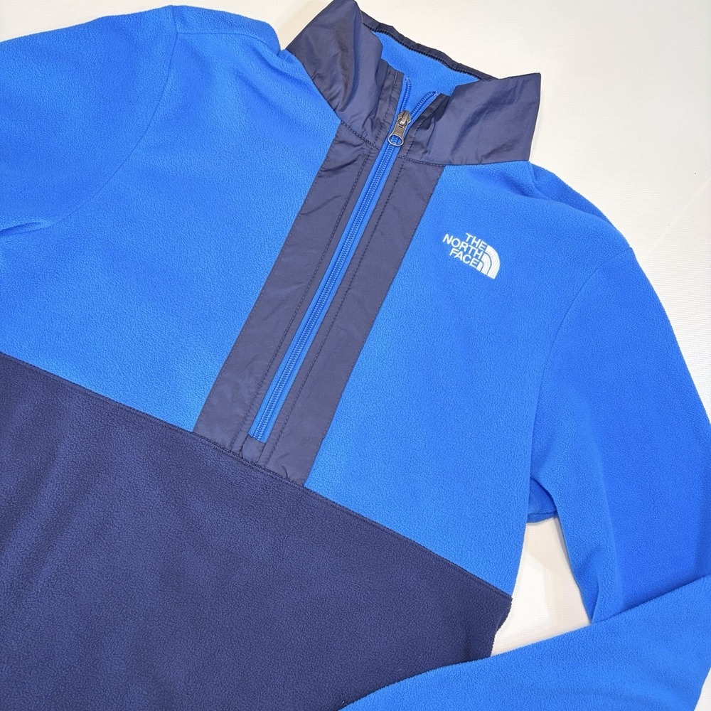 The North Face Glacier 1/4 Zip Fleece Youth Large Blue Pullover Lightweight